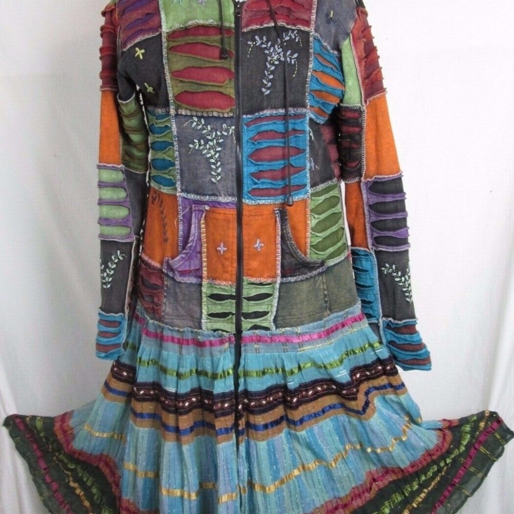 Custom Upcycle Full Length Multicolored Coat Wome… - image 5